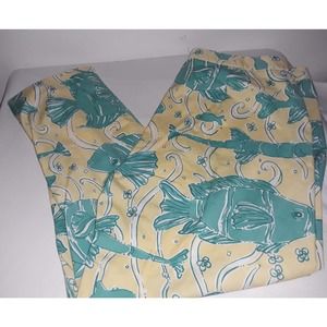 Vtg Lilly Pulitzer South Ocean Blvd Aquatic Print Cropped Pants 12